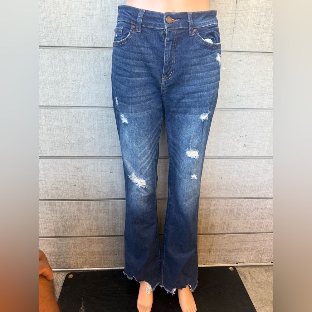 Women’s ENJEAN Jeans Distressed Juniors Stretch Dark Wash Blue Bootcut size 7/28